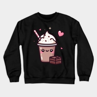 Kawaii Cute Chocolate Milkshake with Chocolate Bar and Hearts | Kawaii Food Art Crewneck Sweatshirt